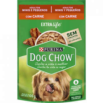 Sachê Purina Dog Chow Adulto Raças Pequenas - sabor Carne e Arroz - 100g